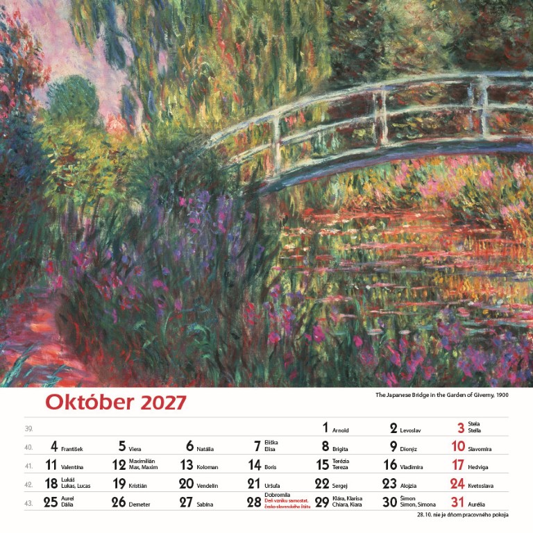 Nástenný kalendár Claude Monet štvorec 2027 – Obrázok 12