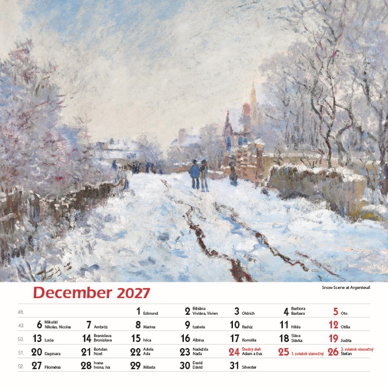Nástenný kalendár Claude Monet štvorec 2027 – Obrázok 14