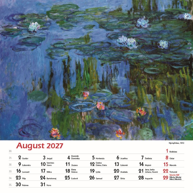 Nástenný kalendár Claude Monet štvorec 2027 – Obrázok 10