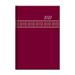 Týždenný diár A5 FOLK červený 2027