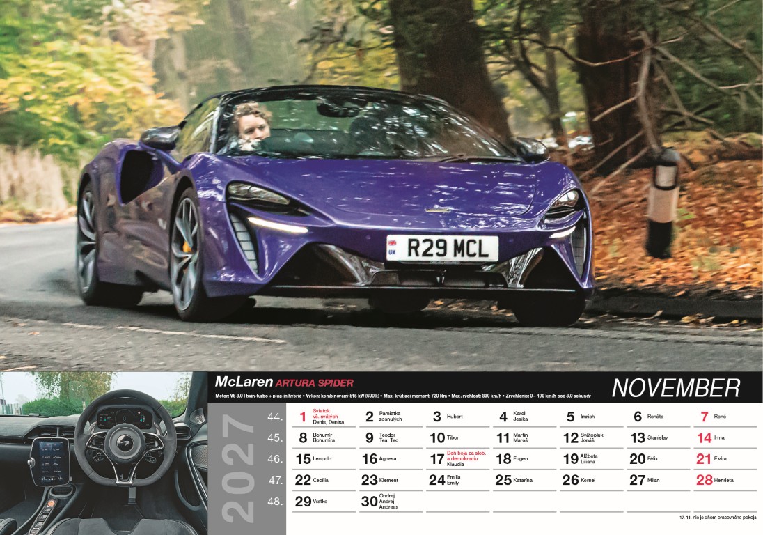 Nástenný kalendár Fast cars 2027 – Obrázok 13