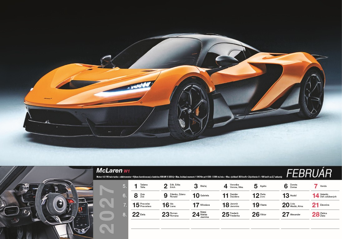 Nástenný kalendár Fast cars 2027 – Obrázok 4