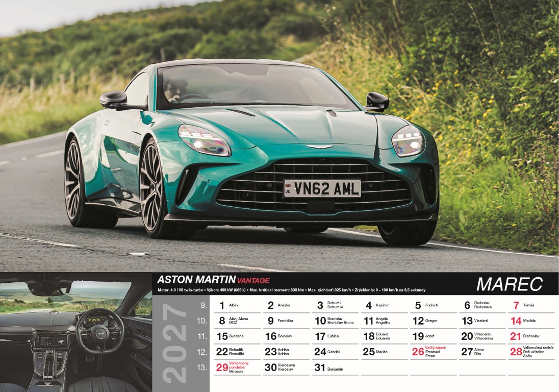 Nástenný kalendár Fast cars 2027 – Obrázok 5