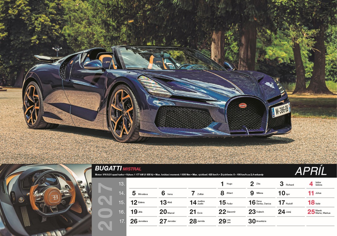 Nástenný kalendár Fast cars 2027 – Obrázok 6