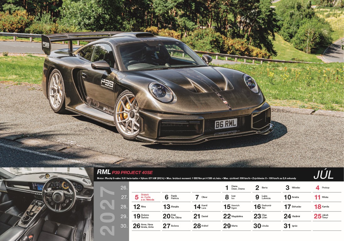 Nástenný kalendár Fast cars 2027 – Obrázok 9