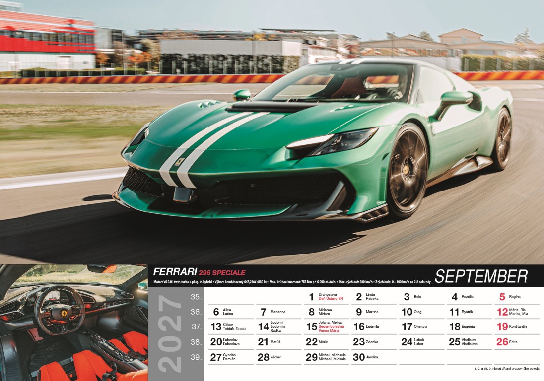 Nástenný kalendár Fast cars 2027 – Obrázok 11