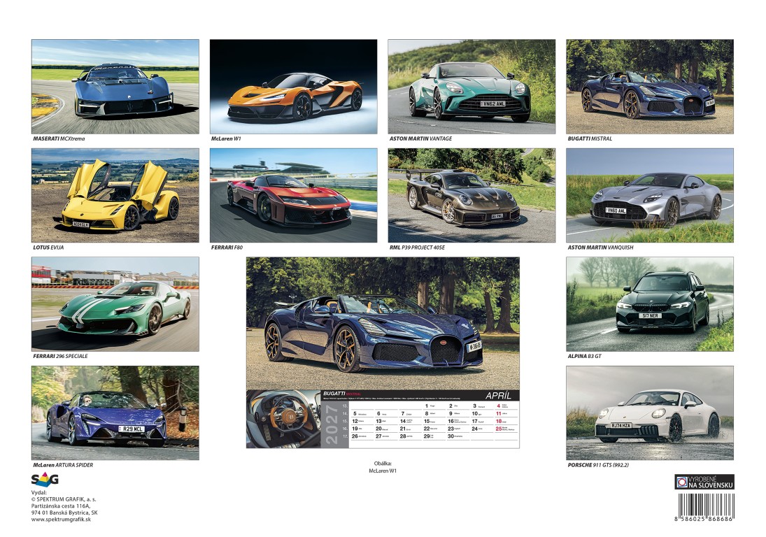 Nástenný kalendár Fast cars 2027 – Obrázok 15