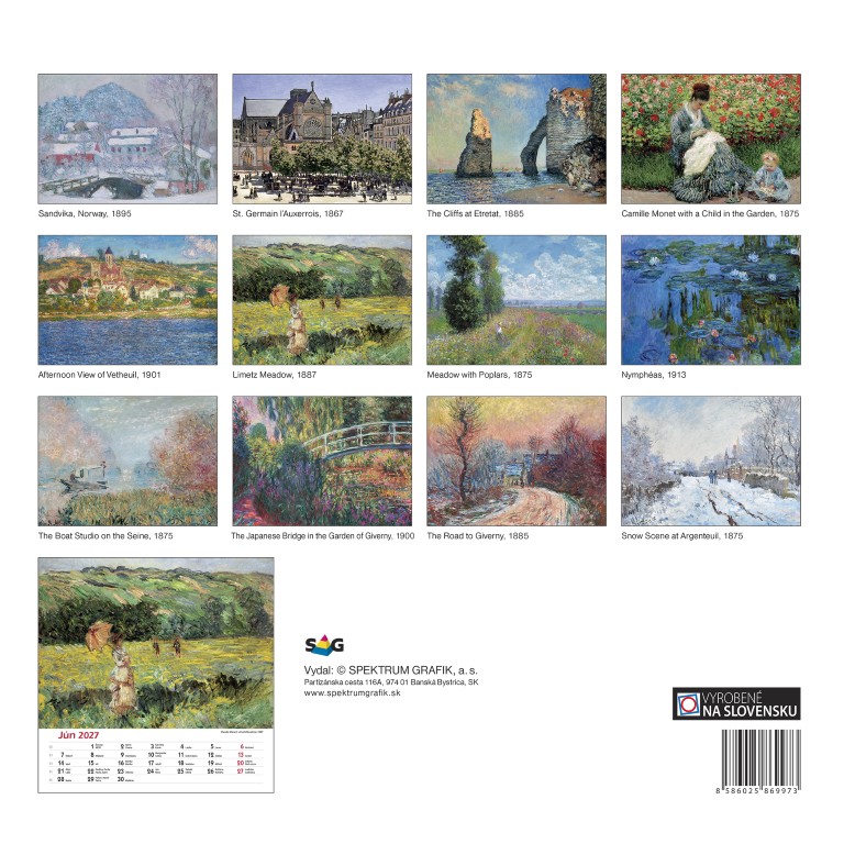 Nástenný kalendár Claude Monet štvorec 2027 – Obrázok 15