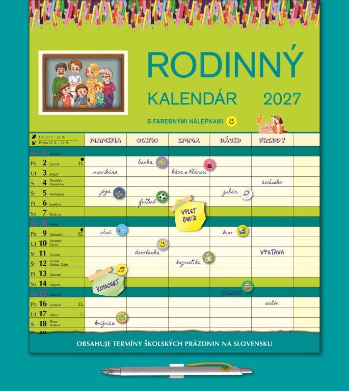 Nástenný kalendár Rodinný kalendár 2027 – Obrázok 2