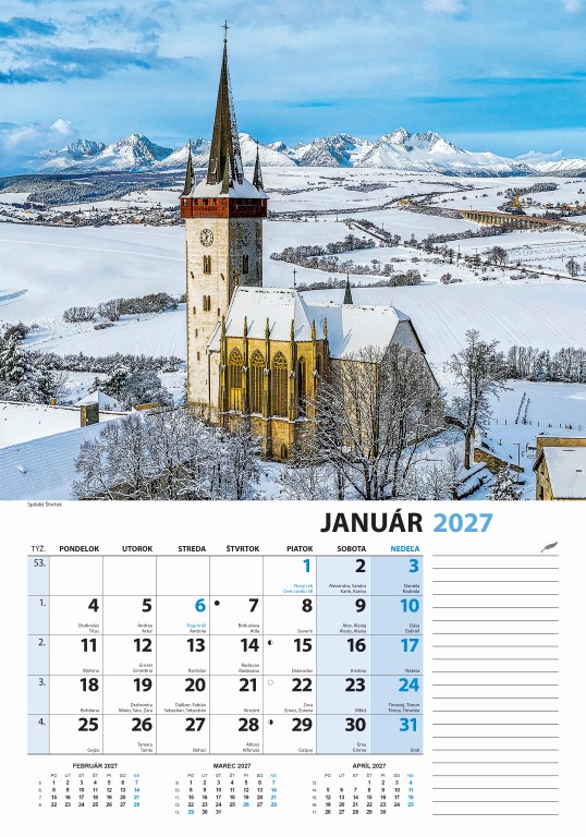 Nástenný kalendár Slovensko z výšky 2027 – Obrázok 3