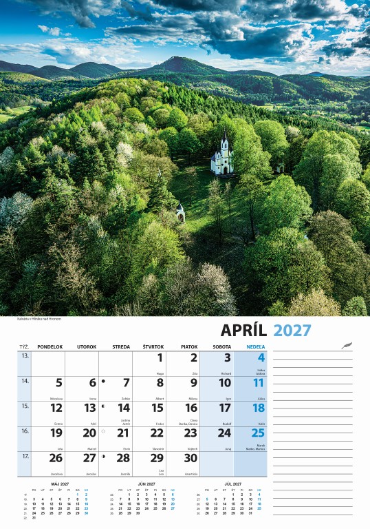 Nástenný kalendár Slovensko z výšky 2027 – Obrázok 6